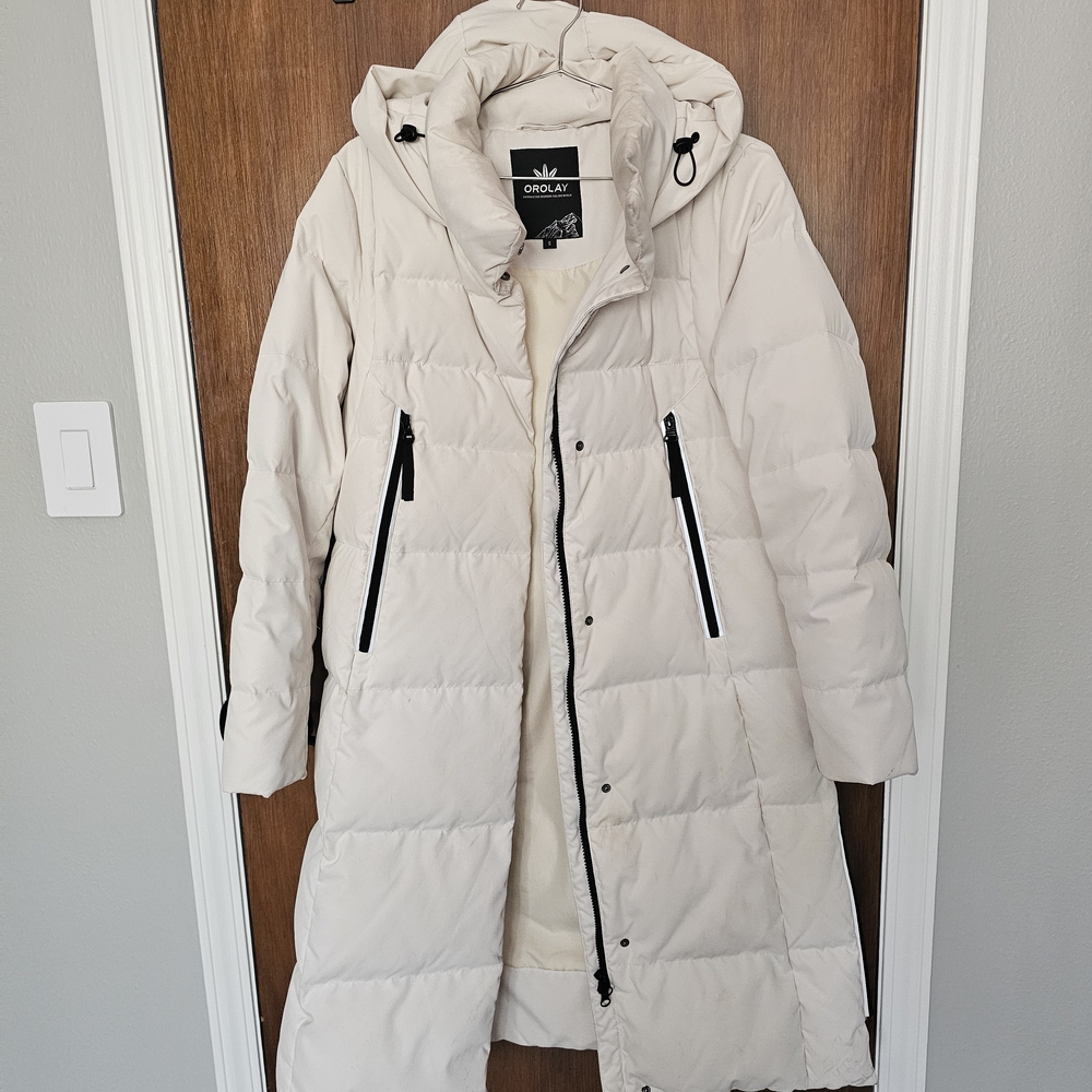 OROLAY Women's Cream Hooded Puffer Coat